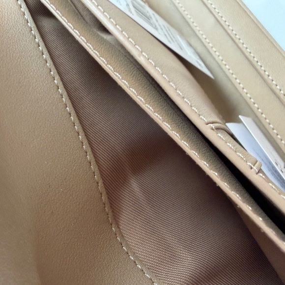 Coach Colorblock Slim Trifold Leather Snap Wallet in Chalk/Waterfall - Picture 10 of 14